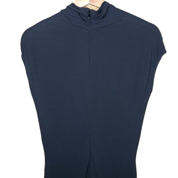 Michael Kors Collection Made in Italy Cowl Neck Stretch Jersey Dress Size 8 Navy - Picture 10 of 13